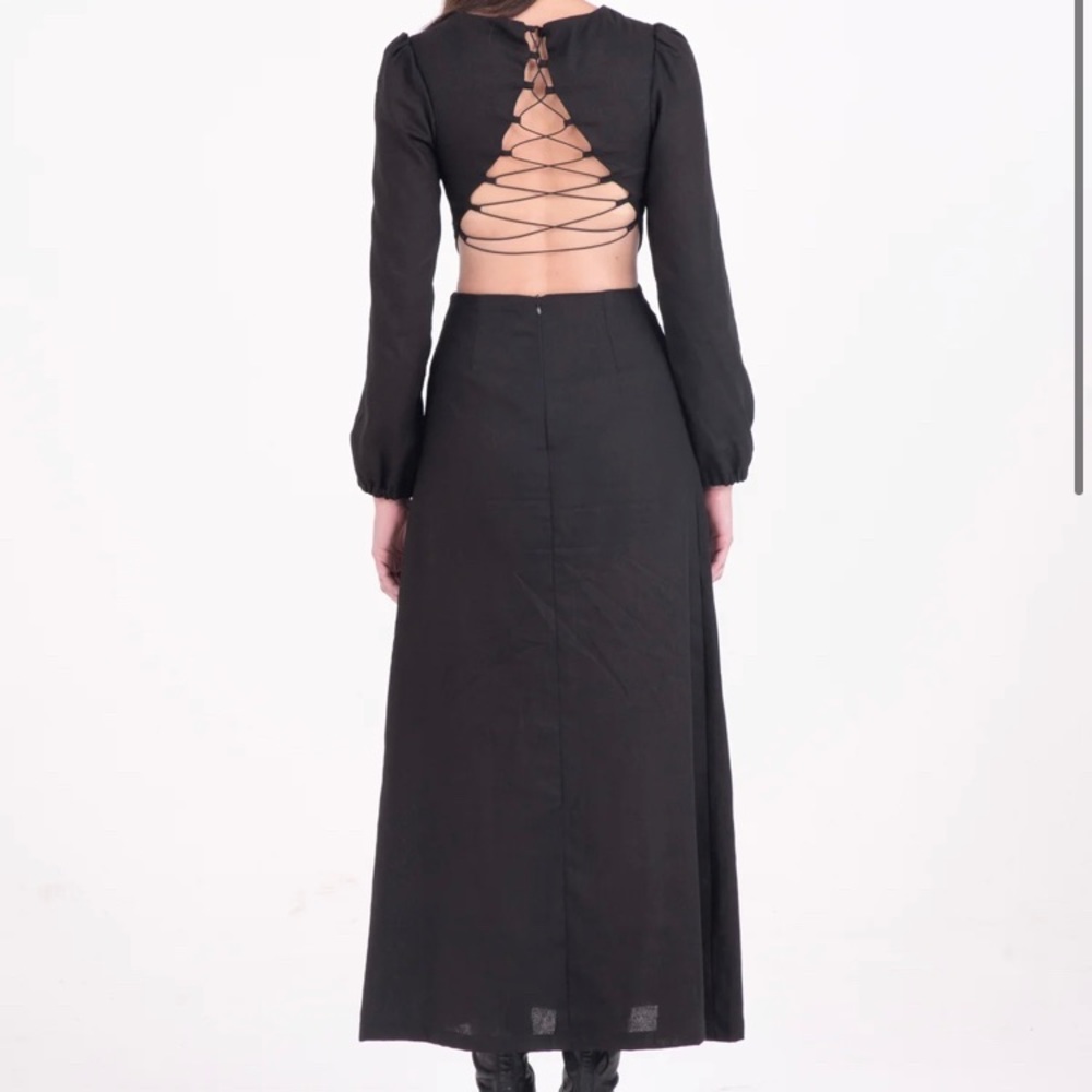 Shades of Silence Lace Up MIDI Dress - Picture 2 of 2